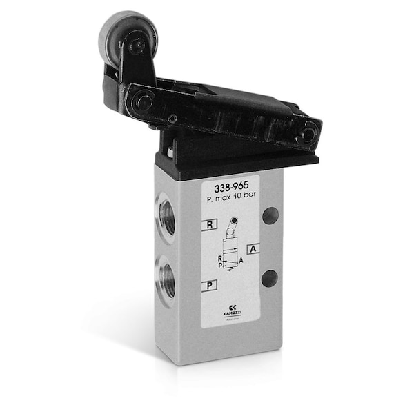 Camozzi Mechanically Operated Valve, 3-Way 2-Position, Normally Closed, 1/8 NPTF Ports, Lever Style, Spring 338-965TF - main